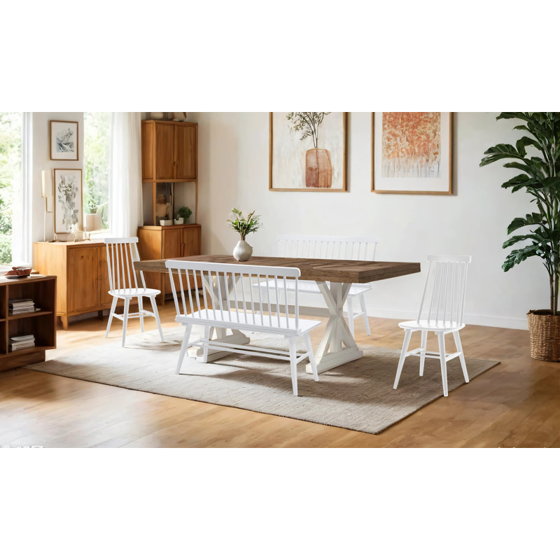 Alvie 6 - Person Solid Wood Dining Set, White