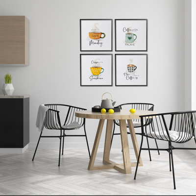 Coffee Delights Phrases 4 Piece Framed Giclee Art Set, design by Joy Hall