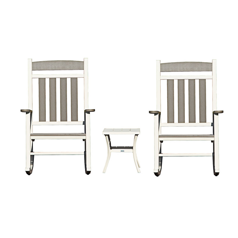 Ensemble de 3 chaises berçantes d'extérieur