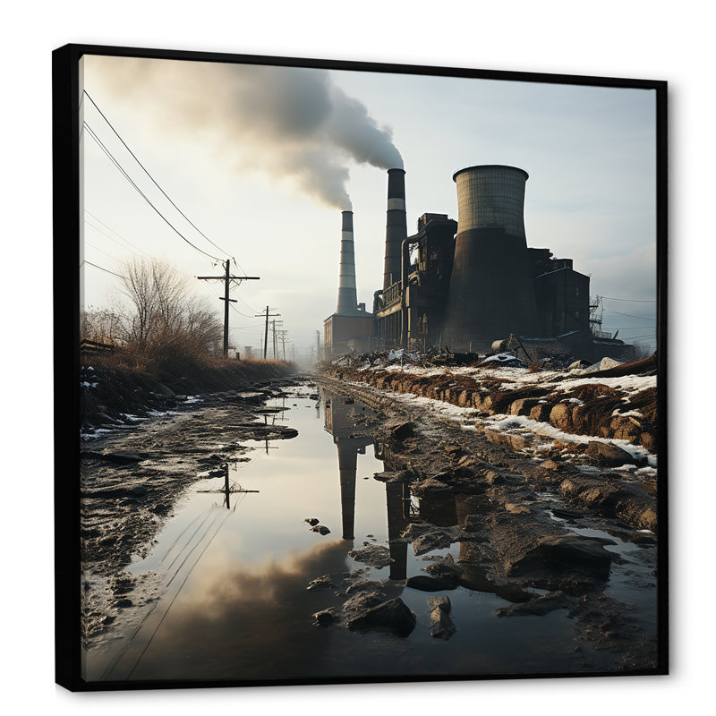 «Power Plants Winter Scenery Marvel», reproduction d'art sur toile, H 30 po x l 30 po x P 1 po, Cadre flottant noir
