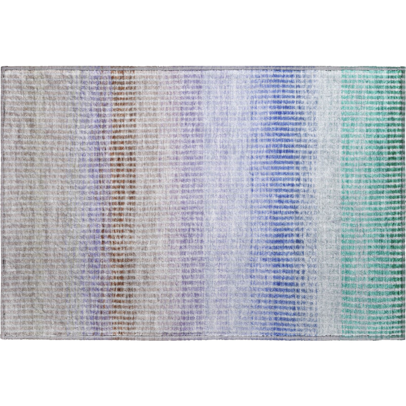 Premium Machine Washable Mayfield AMF2313 Stripes Rug, 1'8" x 2'6", Green