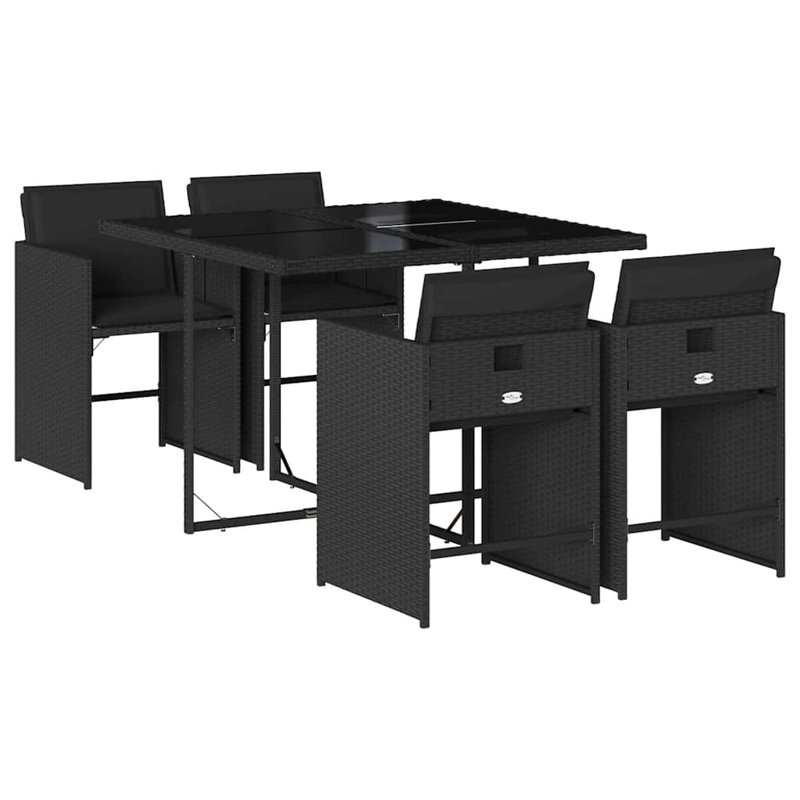 Patio Dining Set with, Black, Black