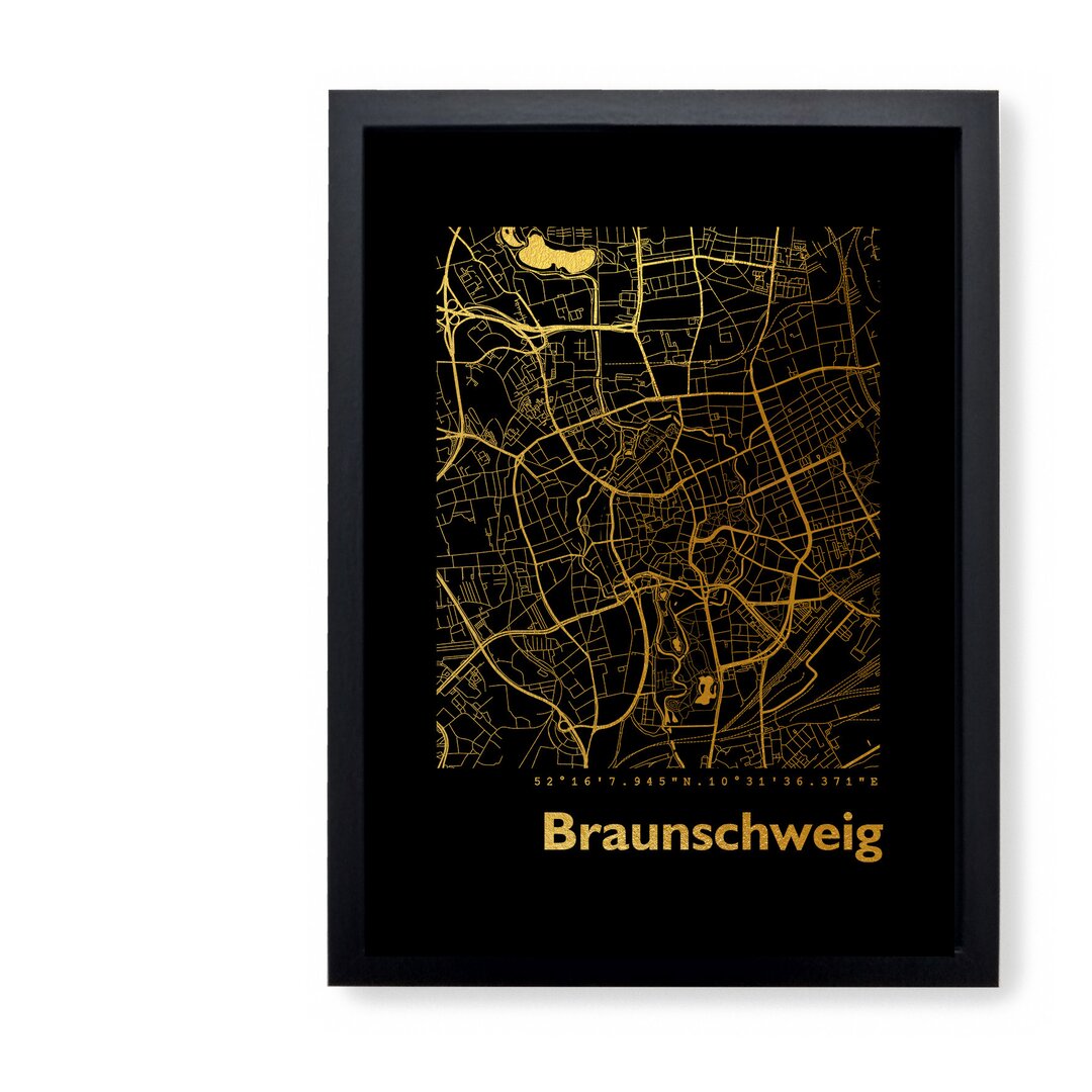 Gerahmtes Papierbild - Grafikdruck „Brunswick Map”