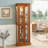 Curio Cabinet Lighted Curio Diapaly Cabinet with Adjustable Shelves and Mirrored Back Panel
