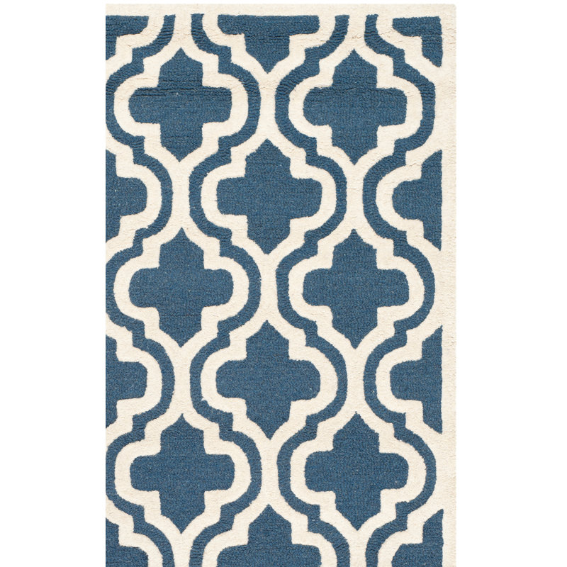 Ruben Navy / Ivory Area Rug, Rectangle 4' x 6'