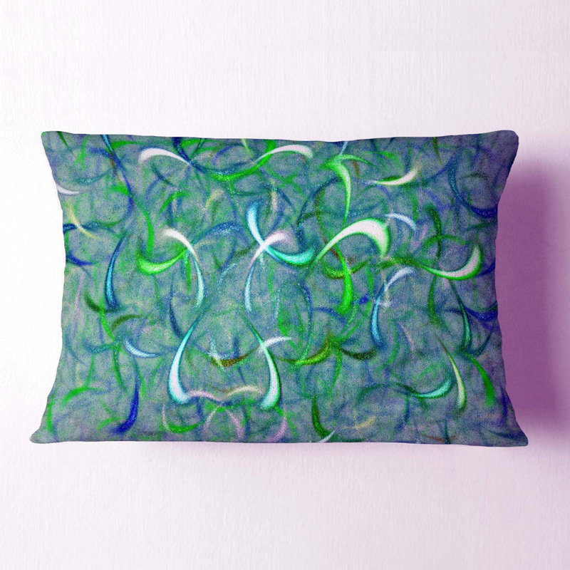 Coussin lombaire à motif fractal aquarelle Abstract, vert