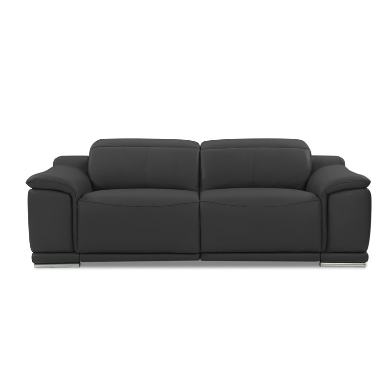 Canapé inclinable électrique en cuir italien véritable, Gris foncé