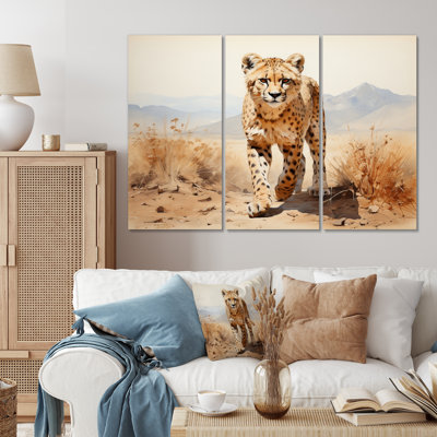 " Beige Black Cheetah In Africa " 3 - Pieces