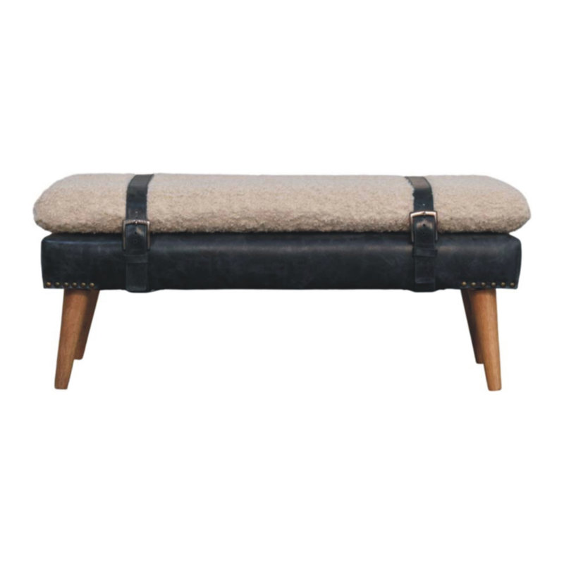 Solid Wood Bench with Nailhead Trim, Black