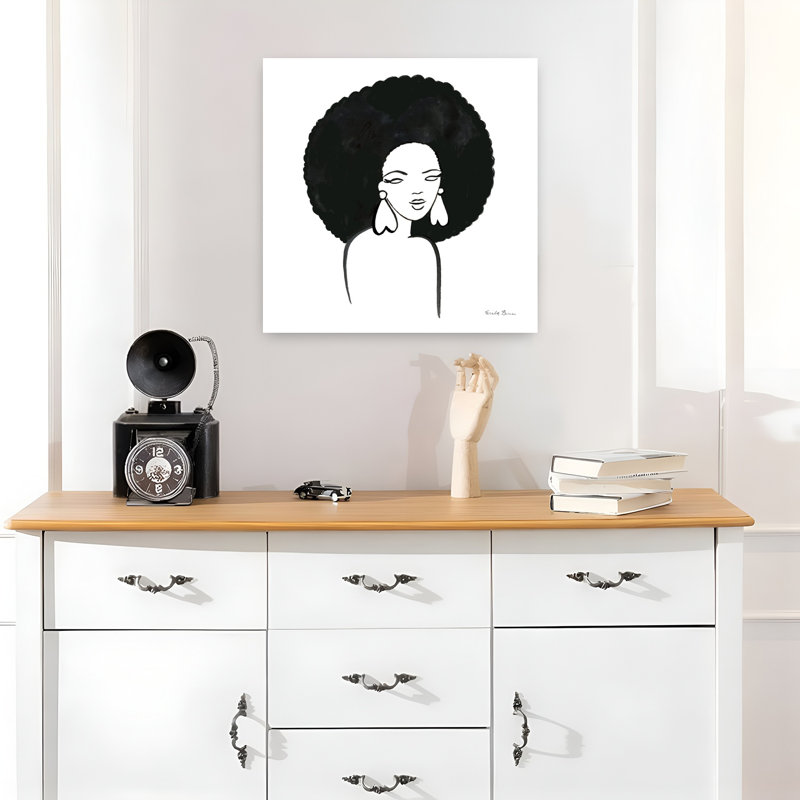 Art contemporain avec une femme africaine, H 18 po x l 18 po