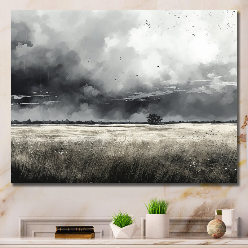 «Gray Storm Meadow Charm», reproduction sur toile, Toile tendue, H 34 po x l 44 po x P 1,5 po