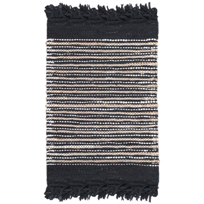 Tapis noir en coton tissé à la main Exley