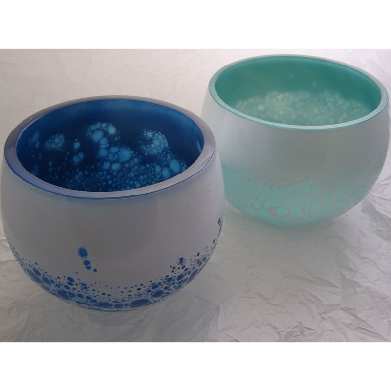 Gaven Glass Table Vase, Blue / White / Grey