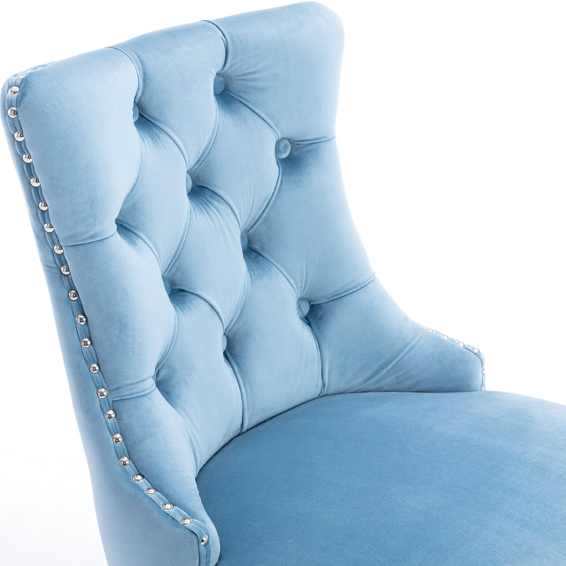 Velours bleu avec tiroirs faits à la main, pieds en bois, assise confortable, 2 coussins,, Bleu clair, Naturel