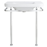 Equility White Fireclay U-Shaped Console Bathroom Sink with Overflow