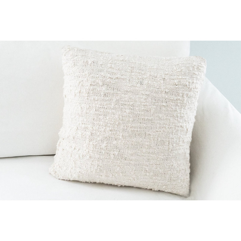 Cozy Cotton White Boucle 26x26 Throw Pillow