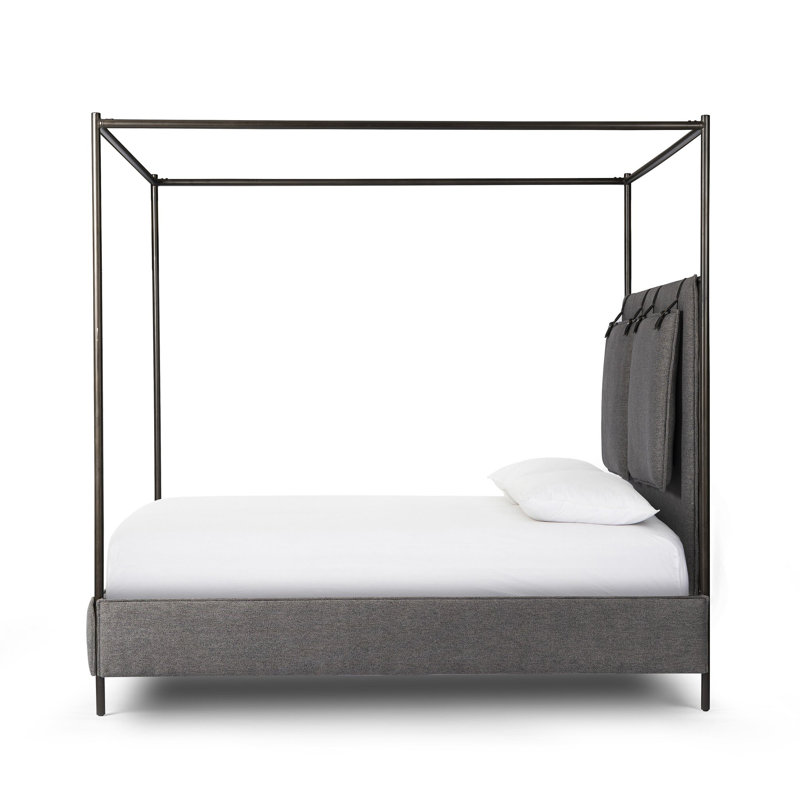Leigh Canopy Bed-Palm Ecru-King, King, Gray