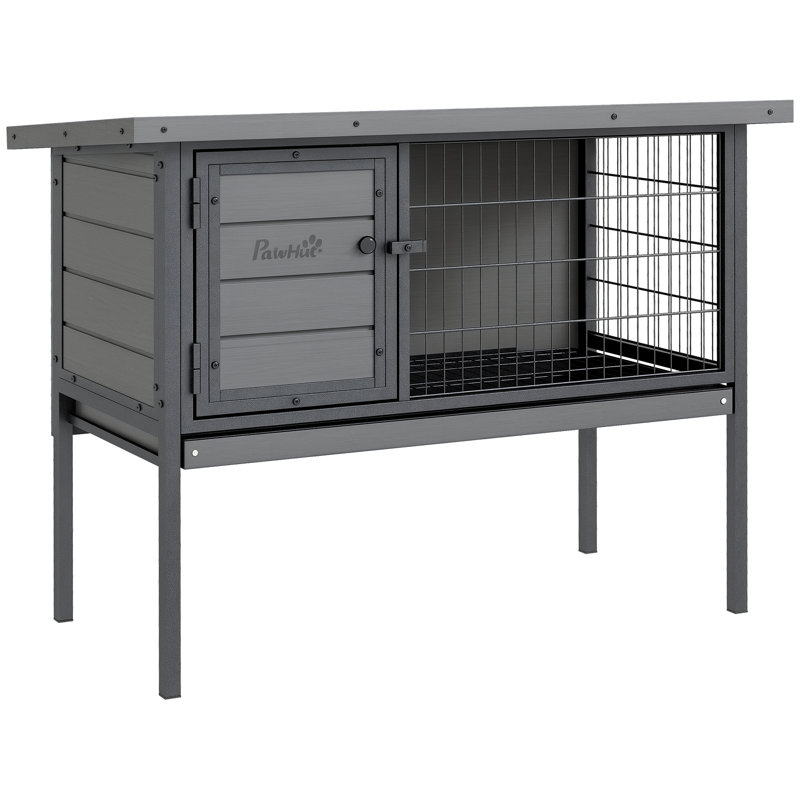 Cage pour petits animaux Lockridge, résistante aux intempéries, bois, Gris