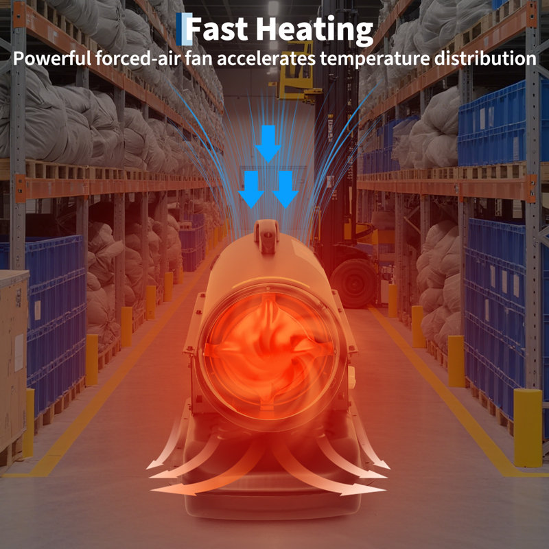 70000 BTU Kerosene‑Diesel Forced Air Heater, Multi‑Fuel Fan‑Forced Heater with Thermostat Control, 120V/60Hz for Warehouses, Construction Sites and Workshops