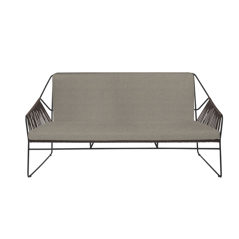 Sandur 61'' Wide Metal Loveseat with Cushions, Taupe Rope/Anthracite Frame, Lantern Slate