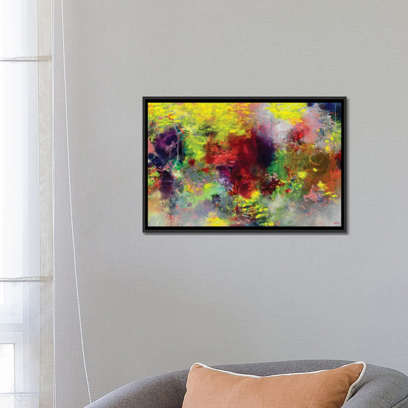 Triune par Paulette Insall - reproduction sur toile tendue, H 32 po x l 48 po x P 1,5 po, Toile avec cadre noir, Pas de tapis