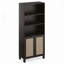 Bibliothèque avec portes en rotin, 5 tablettes de rangement en bois-117876414