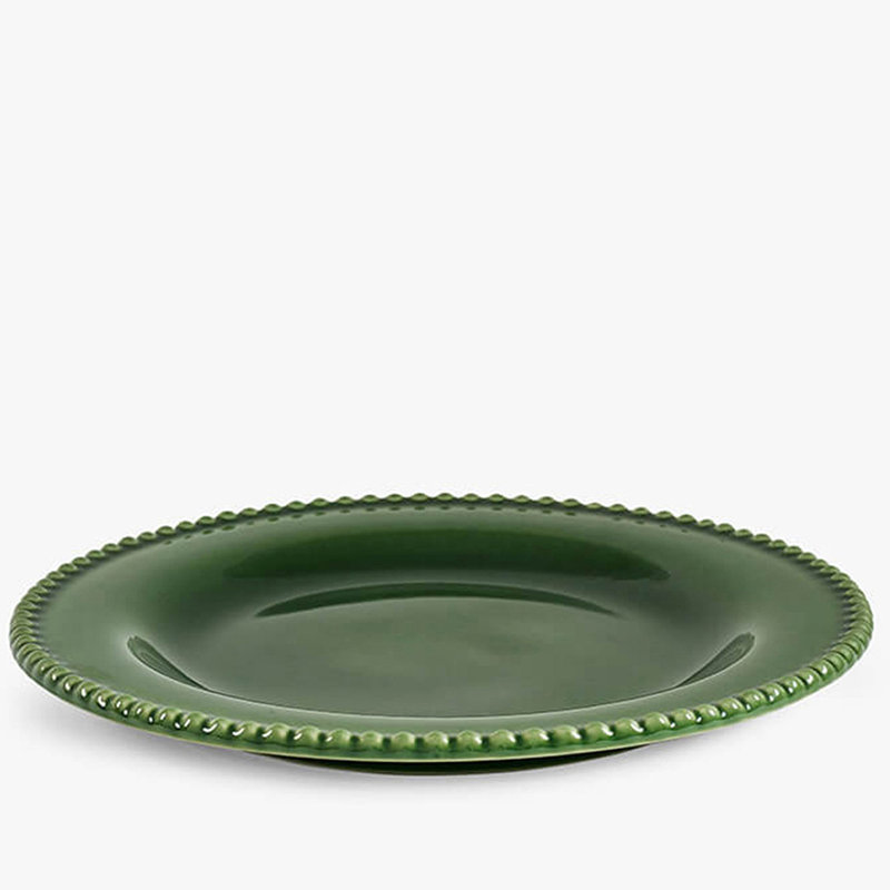 MM Living Set Of 4 Bobble Side Plate Stoneware 29cm, Green