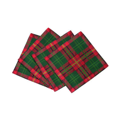 Serviettes cocktail en satin de coton tartan