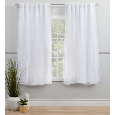 Exclusive Home Catarina Layered Solid Room Darkening and Sheer Hidden Tab/Rod Pocket Top Curtain Panel Pair