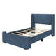 Solid Wood Upholstered Panel Bed with Rectangular Headboard