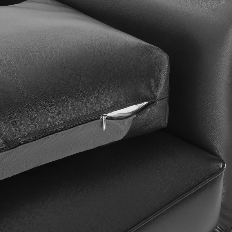 Fauteuil Rae, Cuir véritable fleur de Floride noir