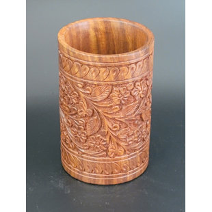 Pot à ustensiles fabriqué à la main en bois de rose indien