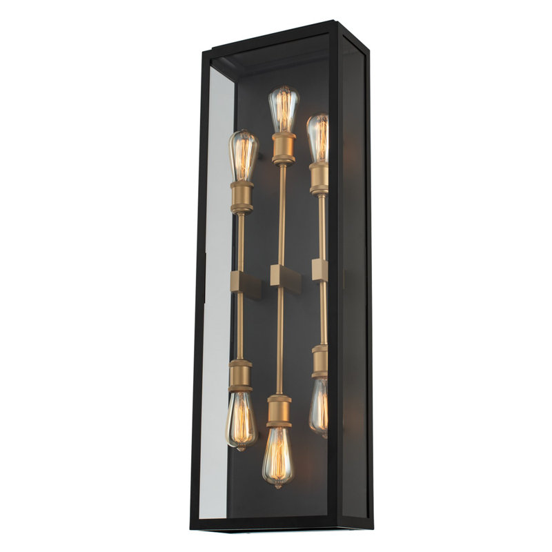 Ashland 6 LT Black w/ Sanded Gold Outdoor Wall Sconce Kalco