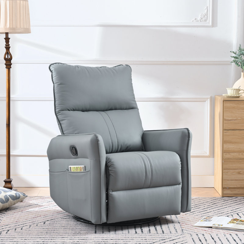 Fauteuil inclinable et pivotant en similicuir Idal, Similicuir gris