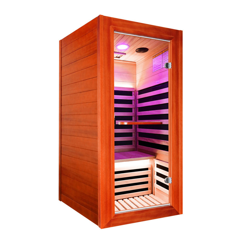 Eulen 1-Person Oguman Wood Full Body Heating Infrared Sauna With Bluetooth Speakers & Reading Lights