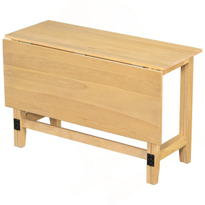 Farmhouse Wood Extendable Dining Table with Drop Leaf for Small Places, Natural
