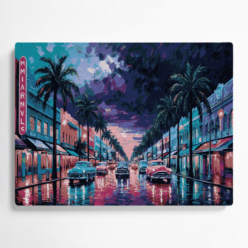 Art mural gris en métal «Cities Miami» FL, H 11 po x l 14 po