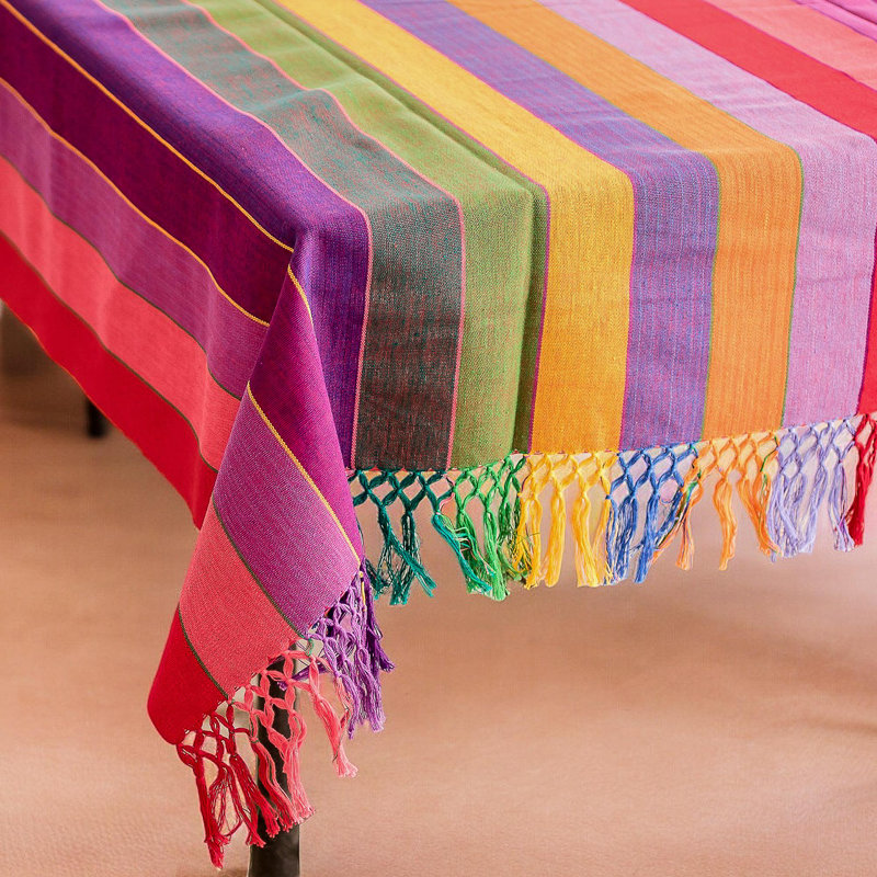 Dakota Fields Handmade Vibrant Rainbow Cotton Tablecloth