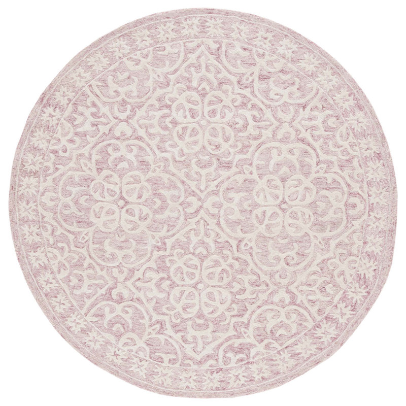 Metro Hand Tufted Wool And Cotton With Latex Damask Rug, Round 6'