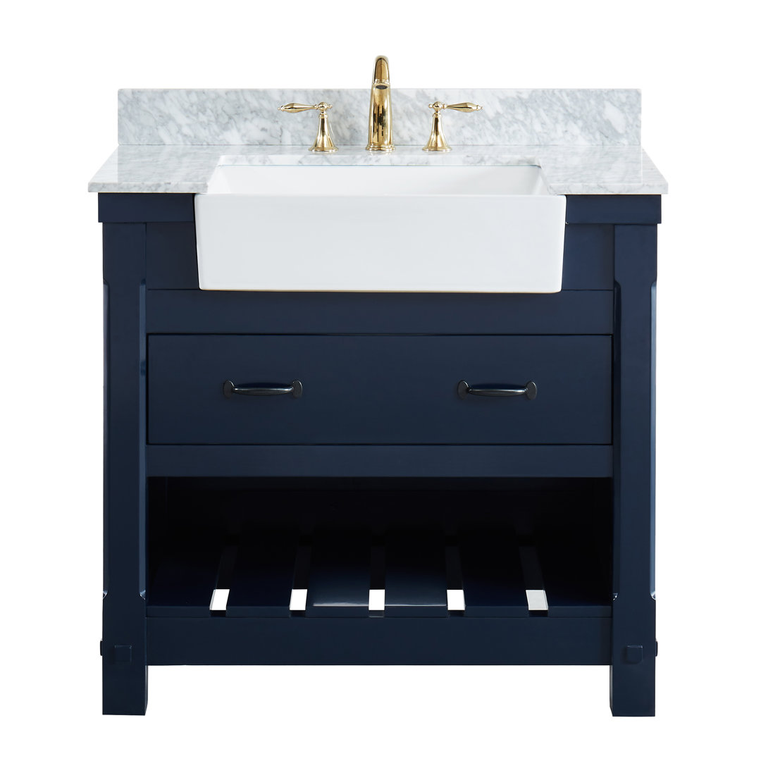 Ruthe 37'' Single Bathroom Vanity with Marble Top Breakwater Bay Base 