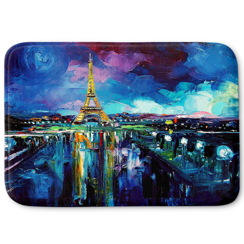 Tapis pour salle de bain en mousse à mémoire de forme parisian night eiffel aja ann, l 24 po x L 17 po x H 1 po