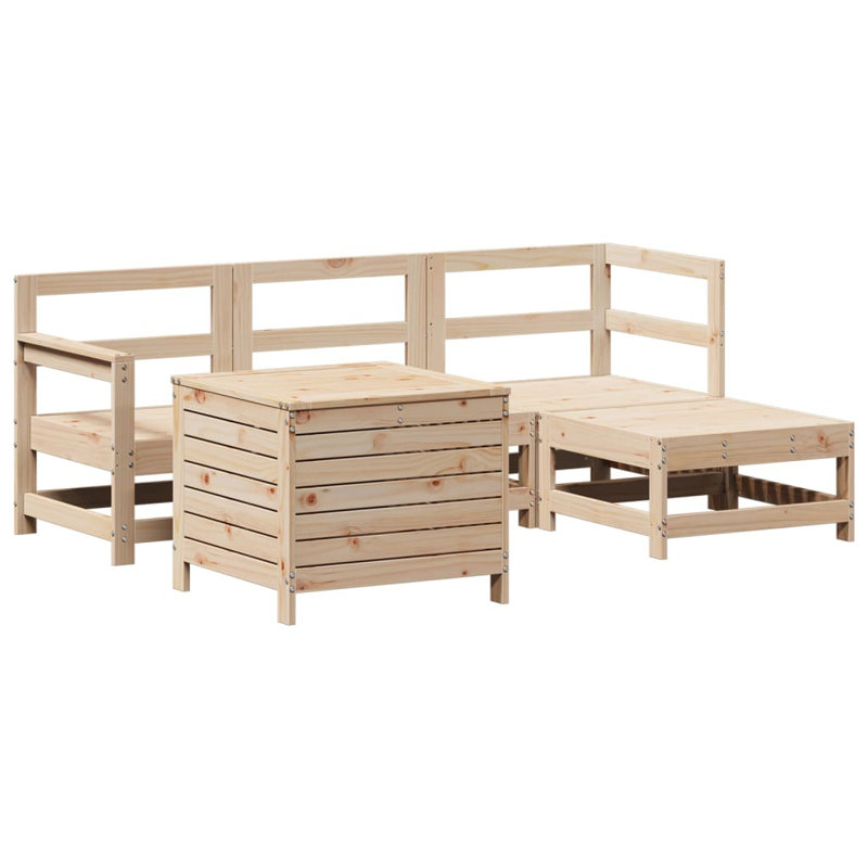 5 Piece Garden Sofa Set Solid Wood Pine