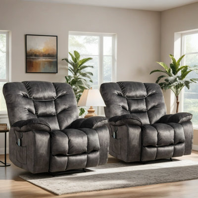 40.2'' Wide Modern Microfiber Massage Chair with Heating and USB (Set Of 2)