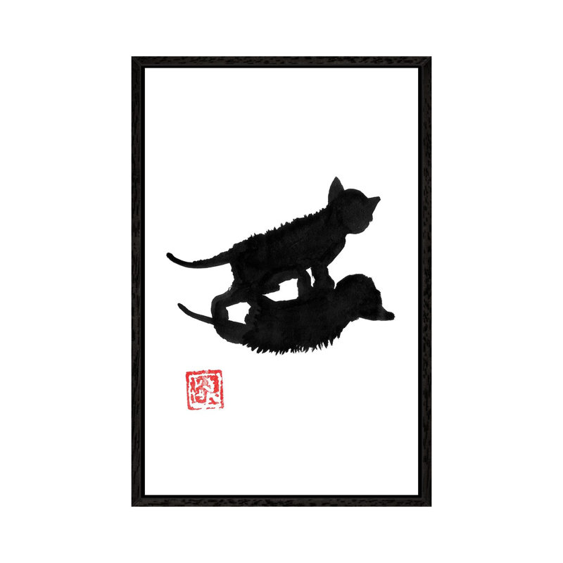 Cat Shadow 1 Piece Painting on Canvas, 101.6 cm H x 66.04 cm W, Black Framed