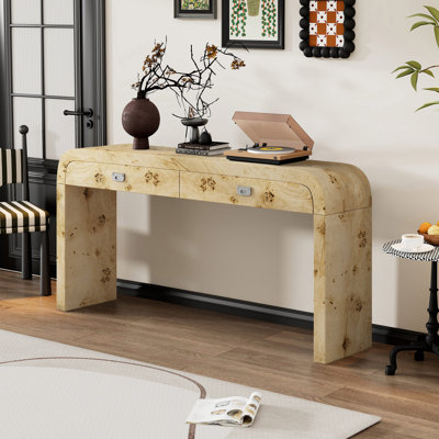 Modern Modern Entryway Table with Burl Wood Veneer,Suitable for Entryway, Hallway, Living Room, Foyer, Corridor by Foundry Select