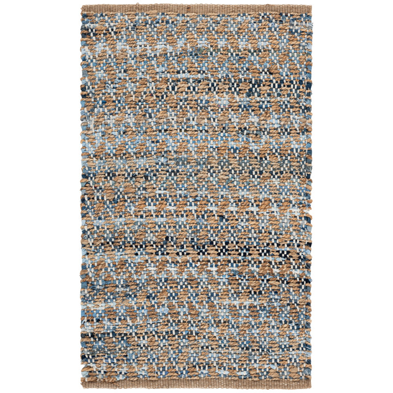 Reinheimer Hand Woven Jute/Chindi/Cotton Rug in Blue/Natural, Rectangle 2'3" x 4'