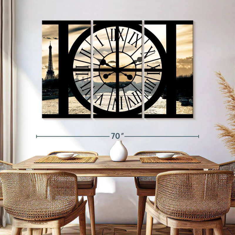 Syd Clock Window - Paris Sunset, 28" H x 45" W