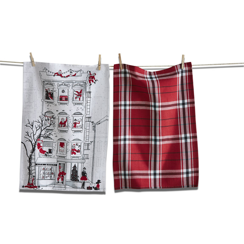 Santa Cityscape Dishtowel Set/2