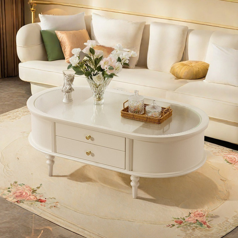 Table basse de style crème, H 18,89 po x L 51,18 po x l 27,55 po