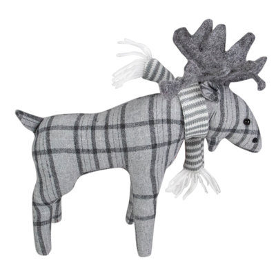 Décoration de Noël de table orignal à carreaux gris 10 pouces
